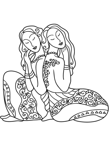 Gemini Zodiac Sign Coloring Page